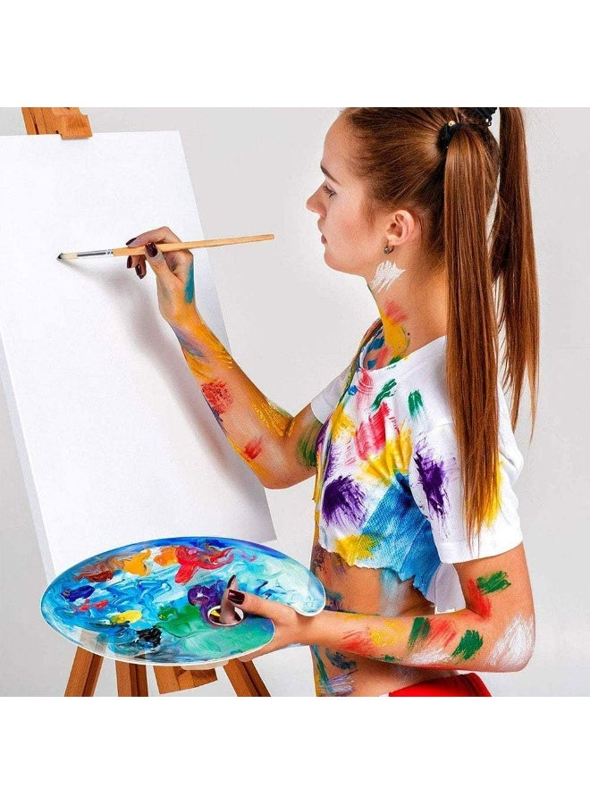 ارك باليت طلاء للاطفال من قطعة واحدة، لوحة بلاستيكية دائرية مع 9 ابار وفتحة ابهام للالوان المائية والاكريليك والزيت، لوحة فنية احترافية للحرف اليدوية - Image 5